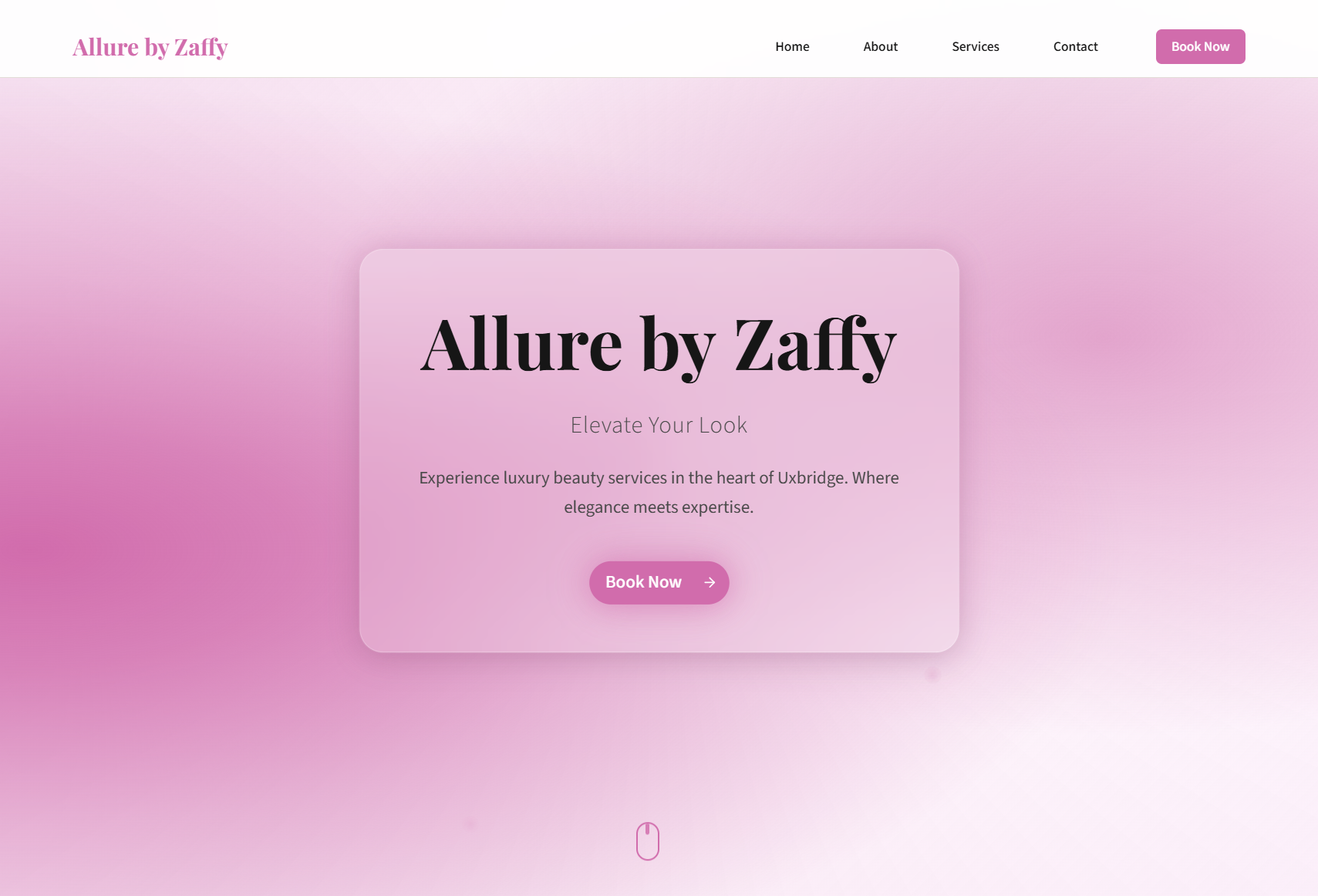 Salon website and booking app designed for Allure by Zaffy, featuring online appointments, service listings, and business management tools